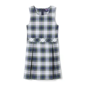 French Toast - Plus Size - Plaid Box Pleat Jumper Navy & White