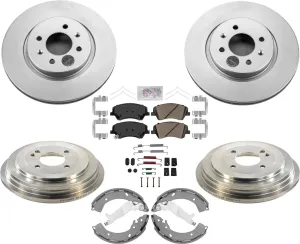 Front Disc Brake Rotors Pads Drums Shoes for Hyundai Accent 18-22 W/ Rear Drums