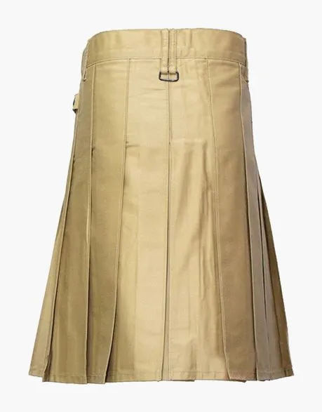 FRONT POCKET HEAVY DUTY KHAKI UTILITY KILT