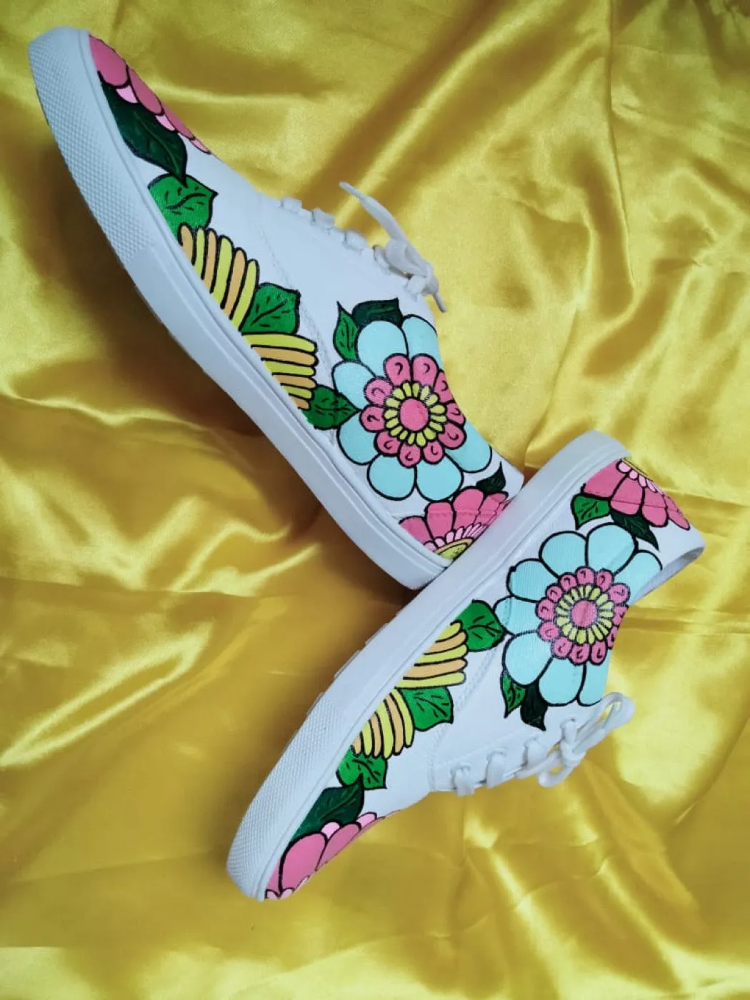 Funky N Trendy hand painted water resistant floral theme casual shoes