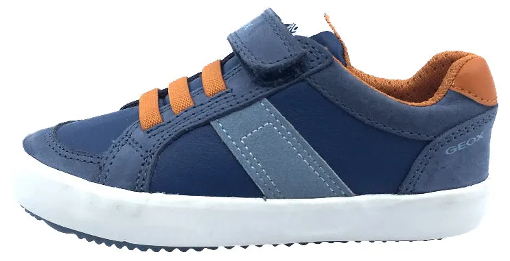 GEOX Boy's Alonisso Sneakers, Blue/Orange