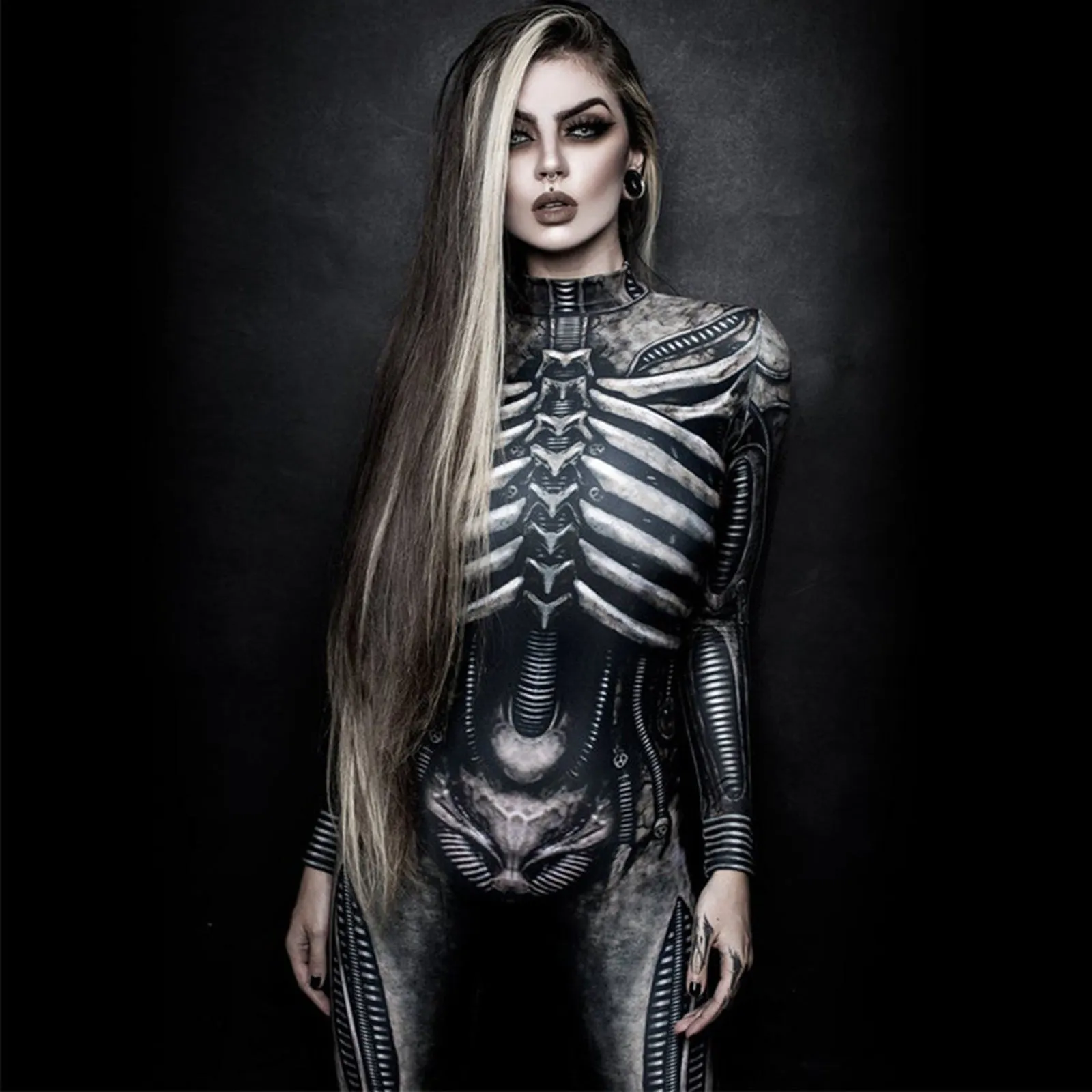 Halloween Joskaa Halloween Skeleton Printed Bodysuit Cosplay Costumes Suit Women Jumpsuit Disfraz Halloween Mujer Scary Costumes Disfraz Niña