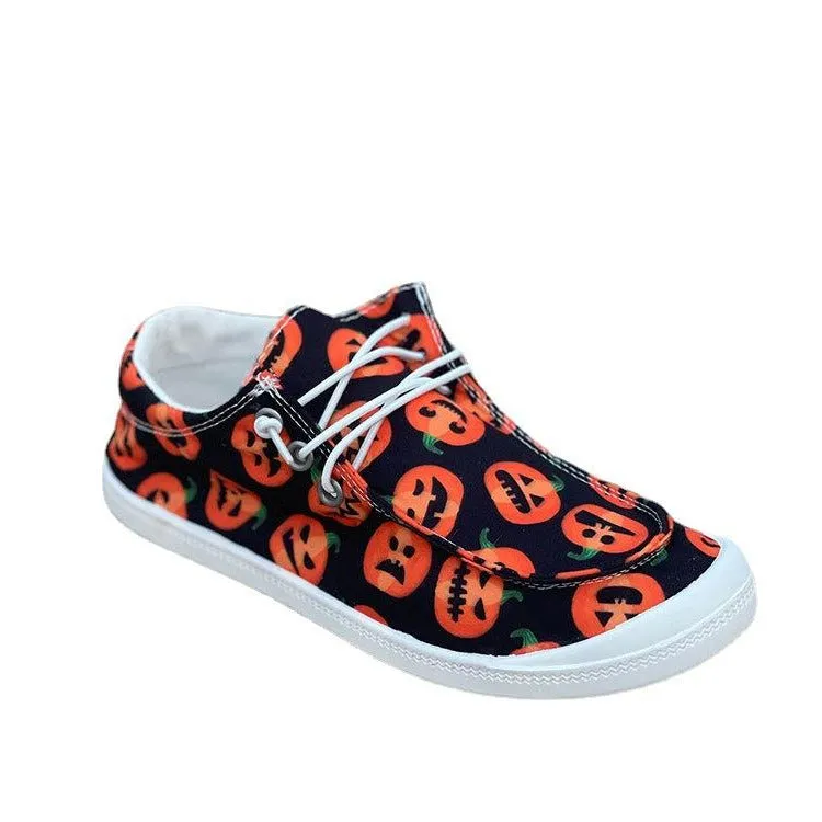 Halloween Round Toe Front Lace-up Sneakers