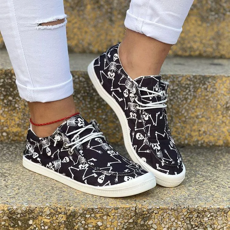 Halloween Round Toe Front Lace-up Sneakers