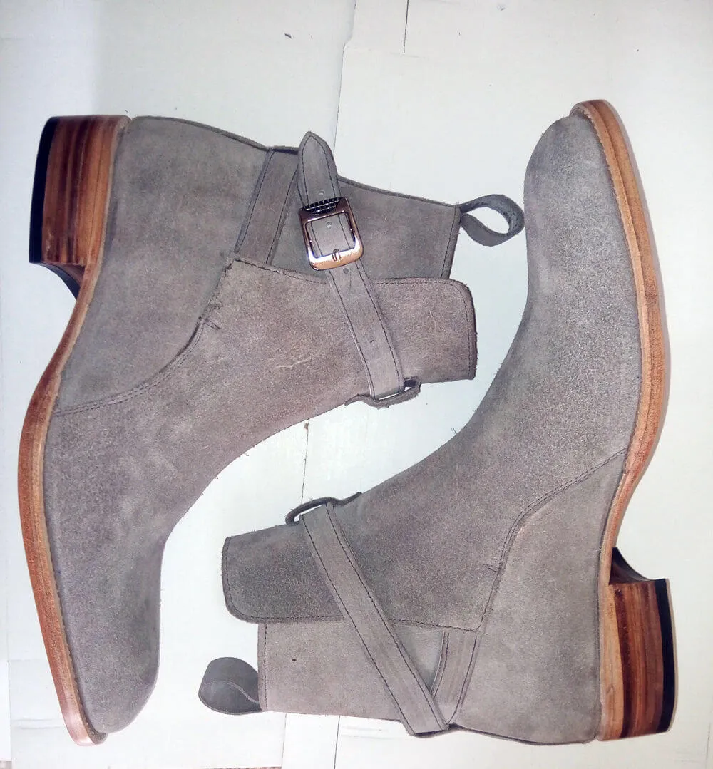 Handmade Jodhpurs Gray Suede Ankle High Classic Boots Jodhpurs Made to Order