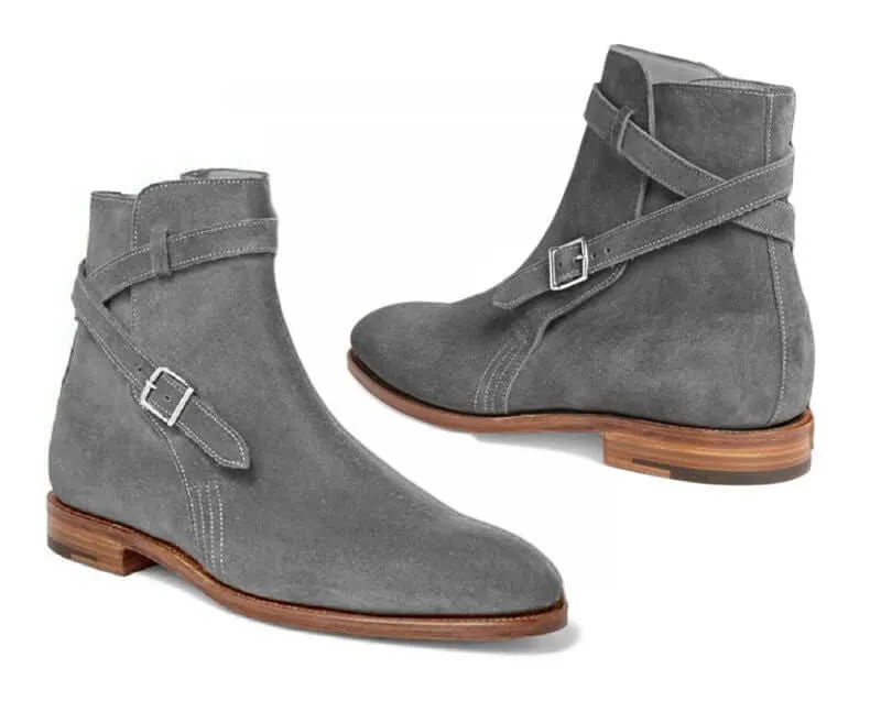 Handmade Jodhpurs Gray Suede Ankle High Classic Boots Jodhpurs Made to Order