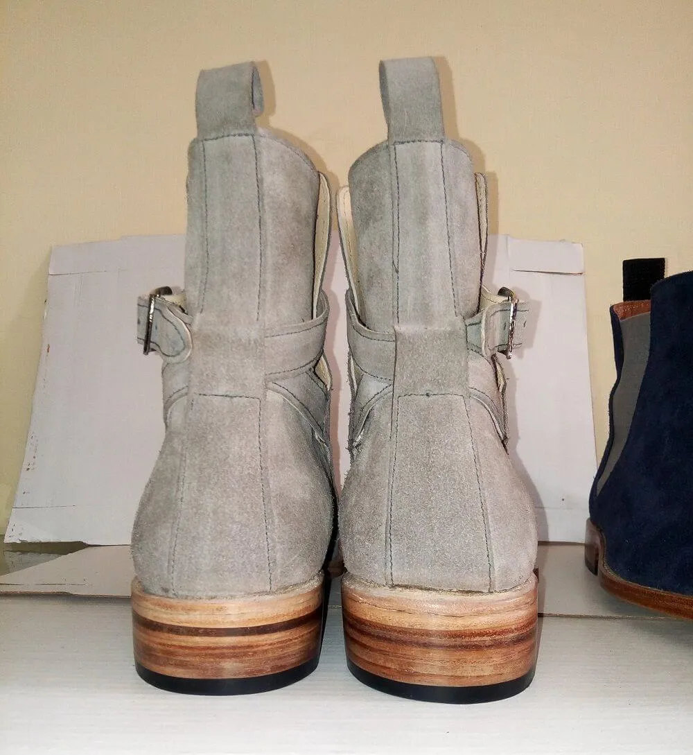 Handmade Jodhpurs Gray Suede Ankle High Classic Boots Jodhpurs Made to Order