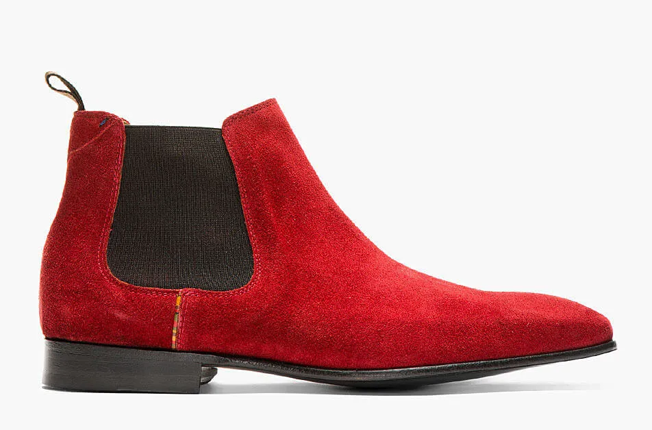 Handmade Men Elegant Red Chelsea Boot,Suede Men Boot