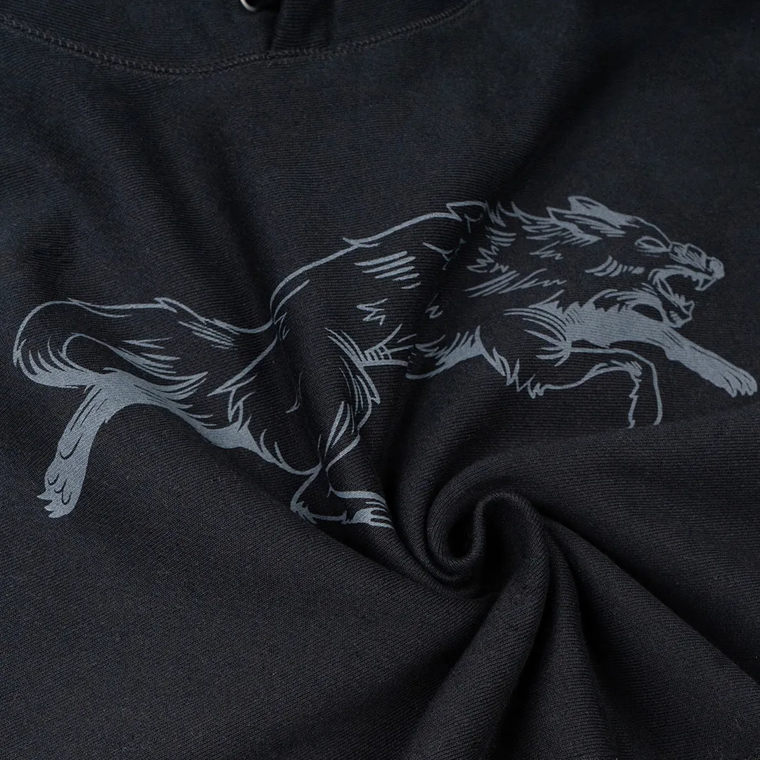 HEAVY DUTY WOLF HOODY-BLACK