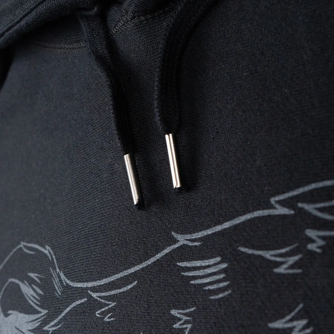 HEAVY DUTY WOLF HOODY-BLACK