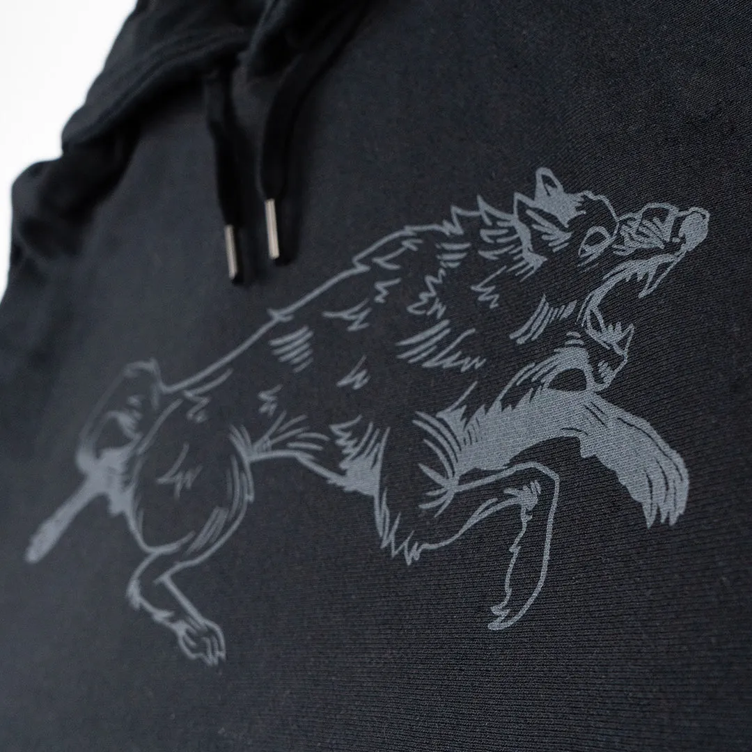 HEAVY DUTY WOLF HOODY-BLACK