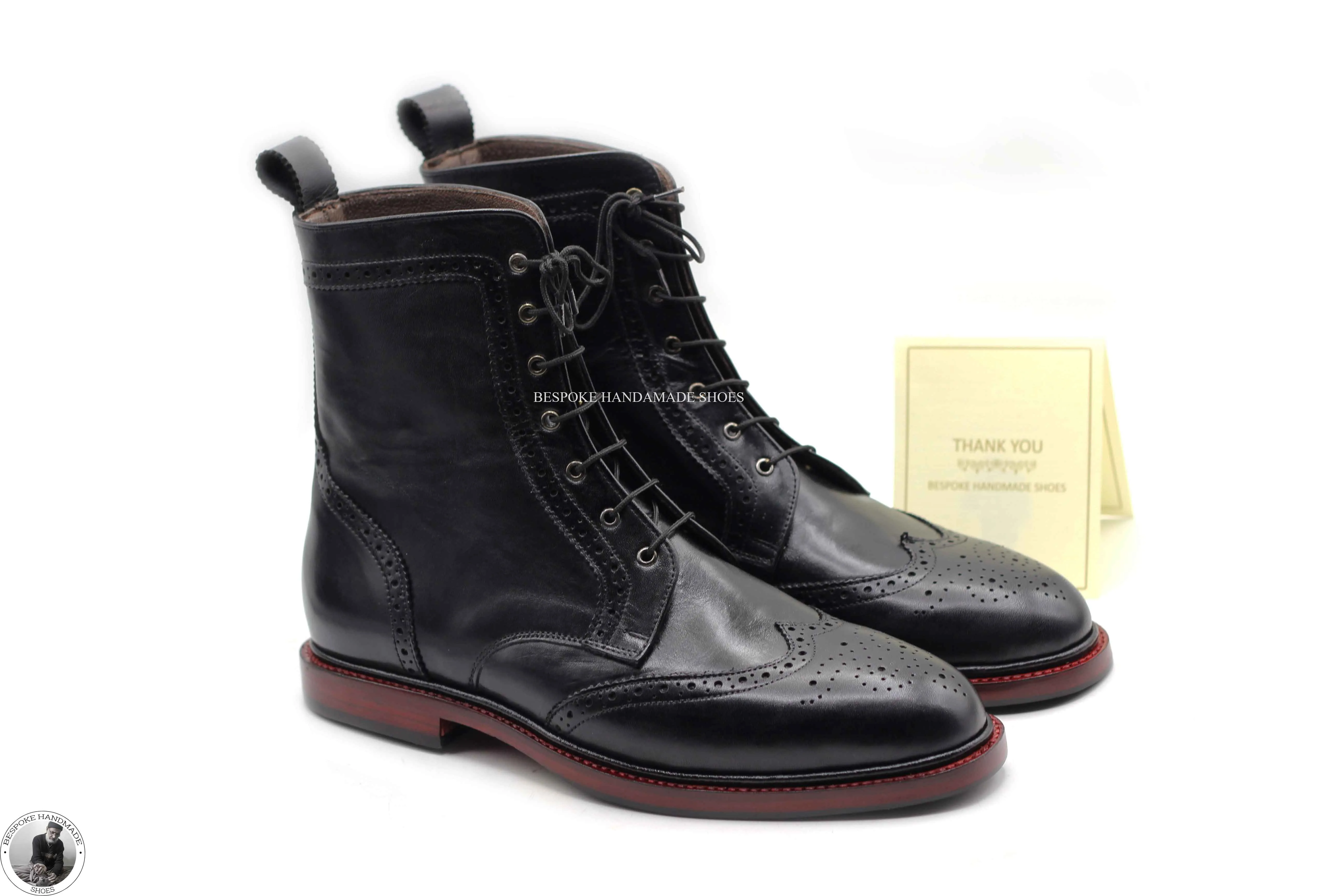 High Ankle Wingtip Brogue Lace Up Party Derby Boot