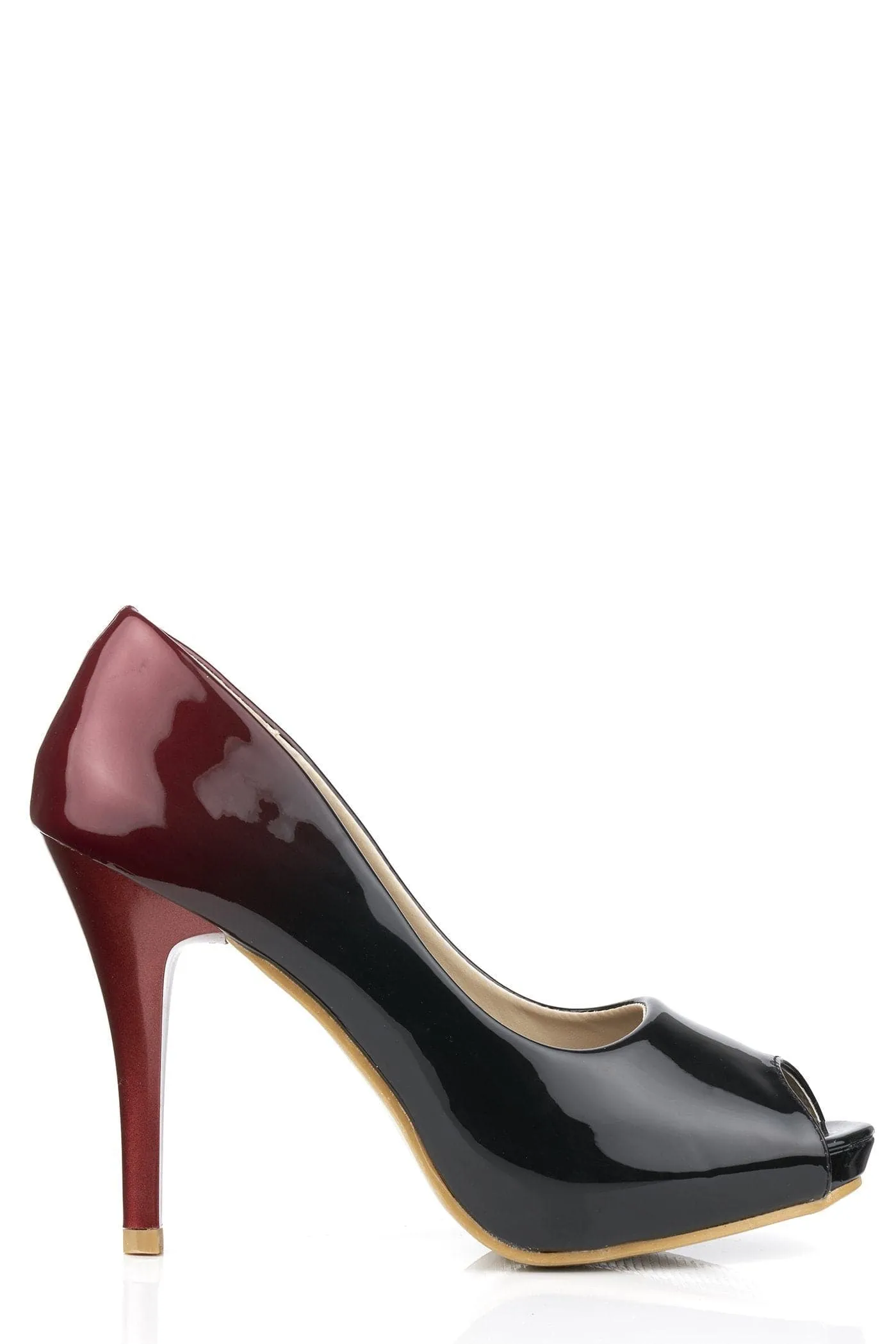 HoneyHoney Two Tone Peeptoe Court Shoe in Red