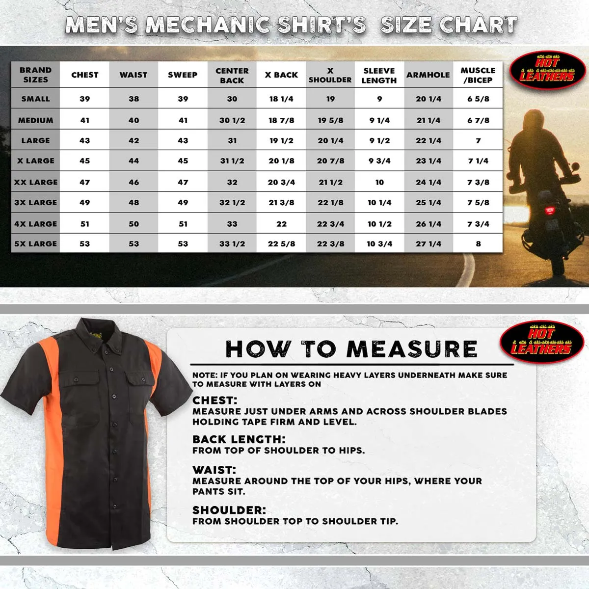 Hot Leathers GMM1003 Men's Mechanics 2-Tone Sides Button Up Heavy-Duty Work Shirt for | Classic Mechanic Work Shirt