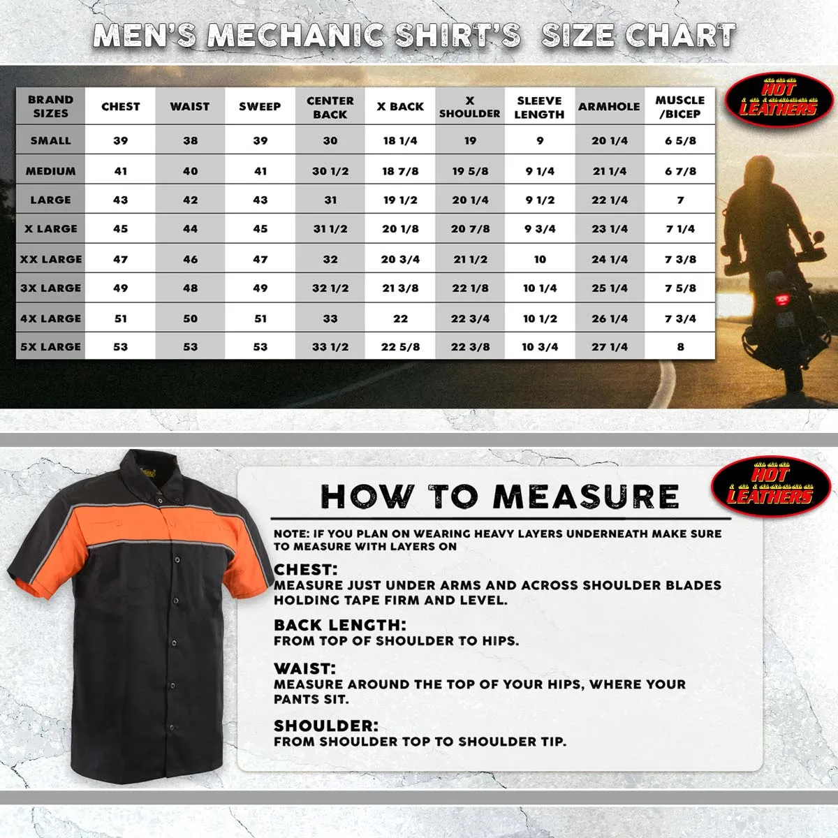 Hot Leathers GMM1004 Men's Mechanics 2-Tone Sides Button Up Heavy-Duty Work Shirt for | Classic Mechanic Work Shirt