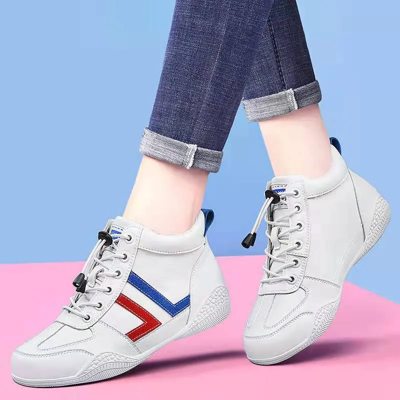 INSTOCK- New comfortable leather women's soft-soled white shoes