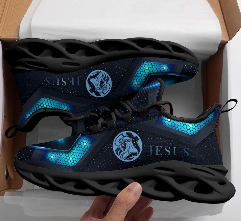 Jesus Black Running Sneakers 1 Max Soul Shoes - Christian Shoes For Men And Women