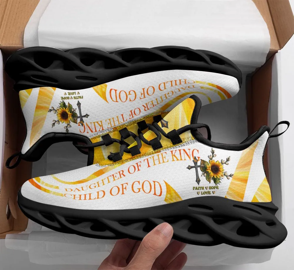 Jesus Daughter Of The King Running Sneakers Yellow Max Soul Shoes - Christian Shoes For Men And Women