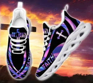 Jesus Faith Hologram Running Sneakers Max Soul Shoes - Christian Shoes For Men And Women