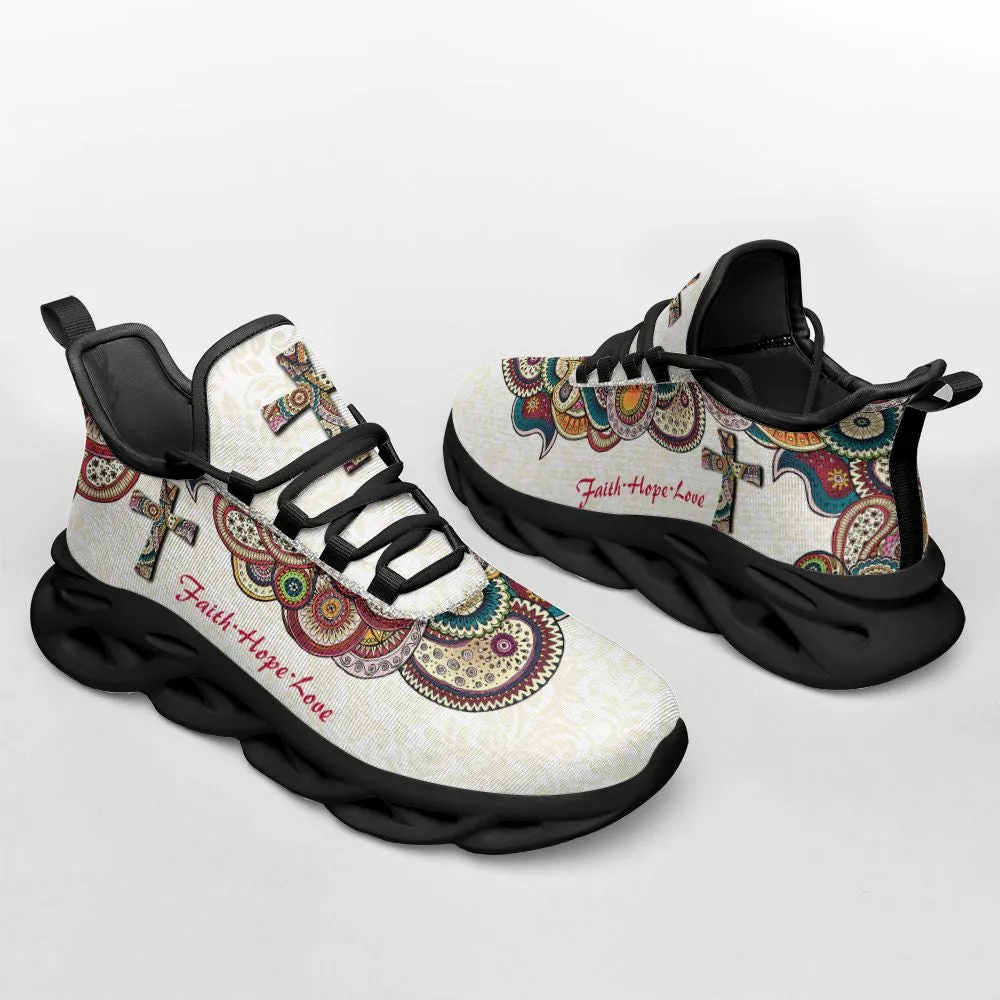 Jesus Faith Hope Love Running Sneakers White Max Soul Shoes - Christian Shoes For Men And Women