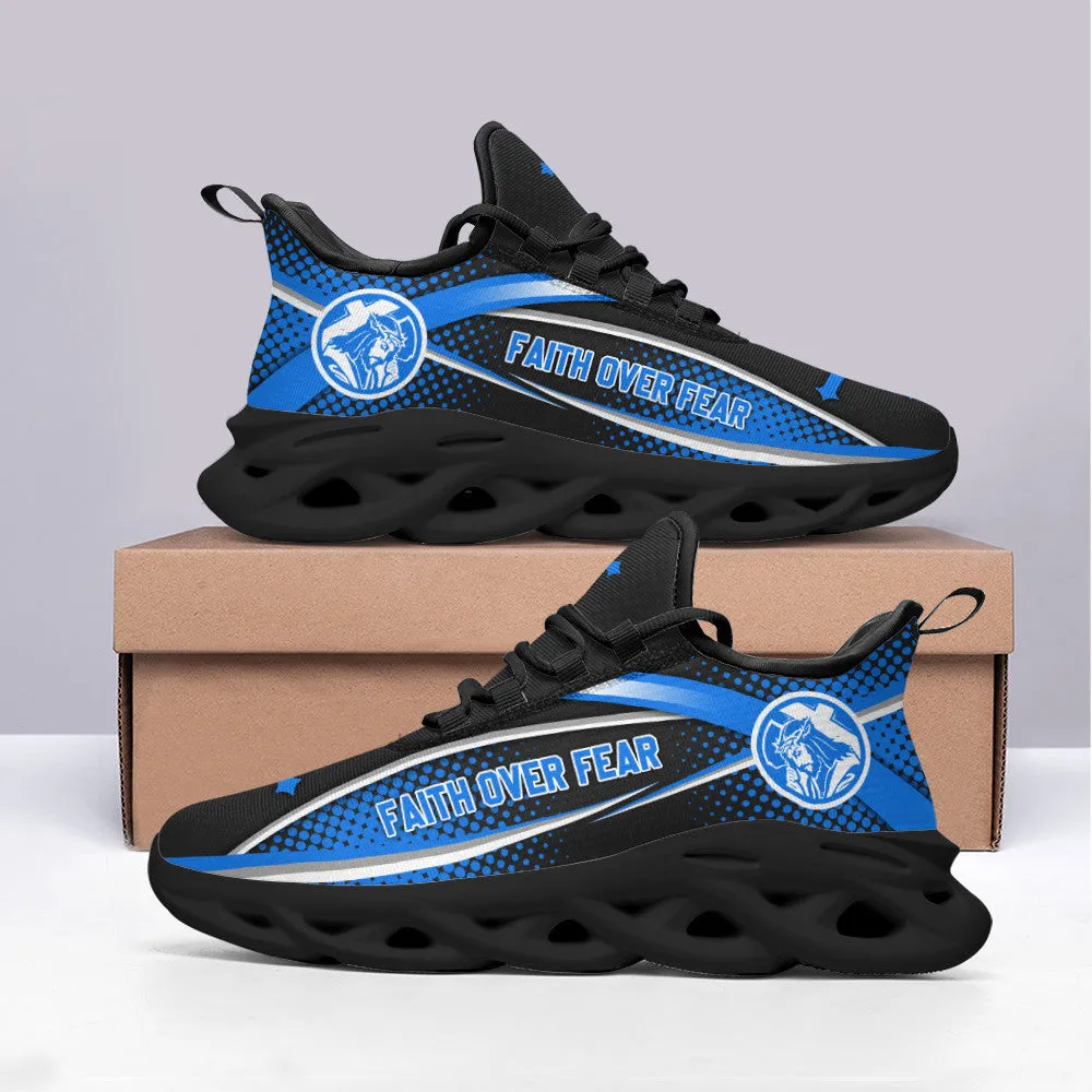 Jesus Faith Over Fear Blue Running Sneakers Max Soul Shoes - Christian Shoes For Men And Women