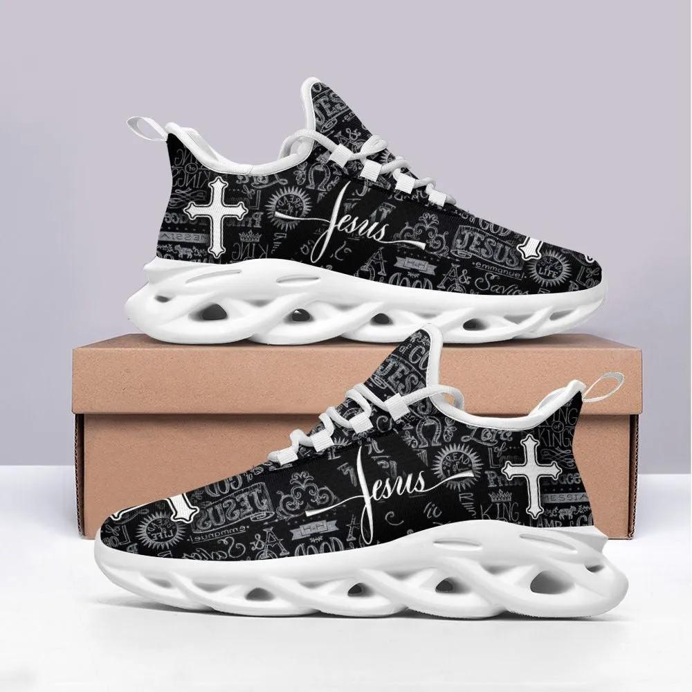 Jesus Running Black Sneakers Max Soul Shoes - Christian Shoes For Men And Women