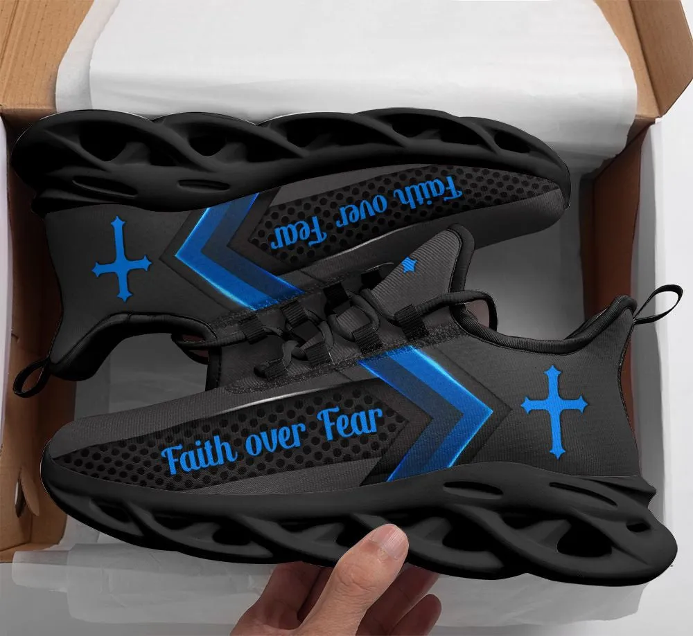 Jesus Running Blue Sneakers 2 Max Soul Shoes - Christian Shoes For Men And Women