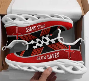 Jesus Running Sneakers Black Red Max Soul Shoes - Christian Shoes For Men And Women