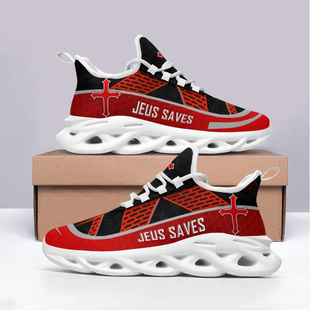 Jesus Running Sneakers Black Red Max Soul Shoes - Christian Shoes For Men And Women