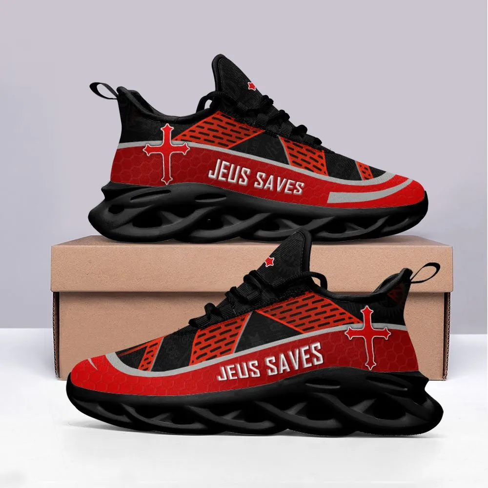 Jesus Running Sneakers Black Red Max Soul Shoes - Christian Shoes For Men And Women