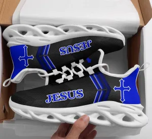 Jesus Running Sneakers Blue 2 Max Soul Shoes - Christian Shoes For Men And Women