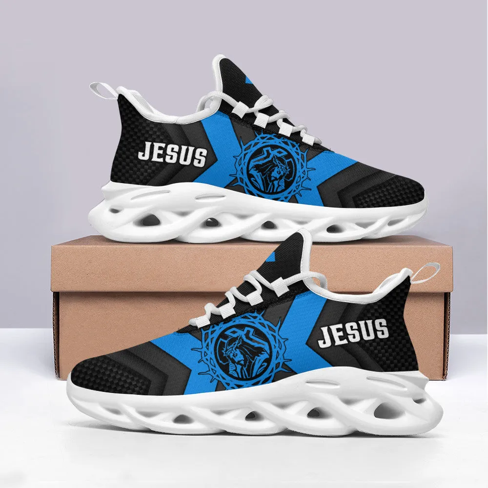 Jesus Running Sneakers Blue Max Soul Shoes - Christian Shoes For Men And Women