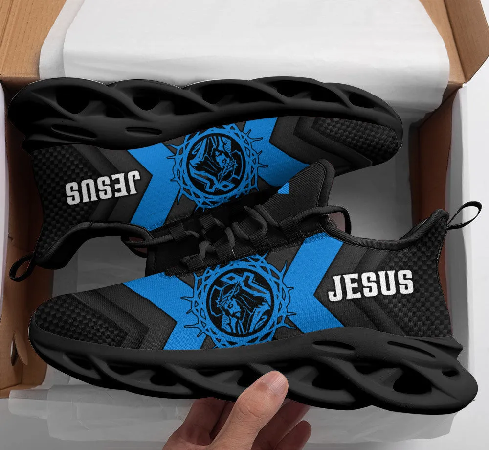 Jesus Running Sneakers Blue Max Soul Shoes - Christian Shoes For Men And Women