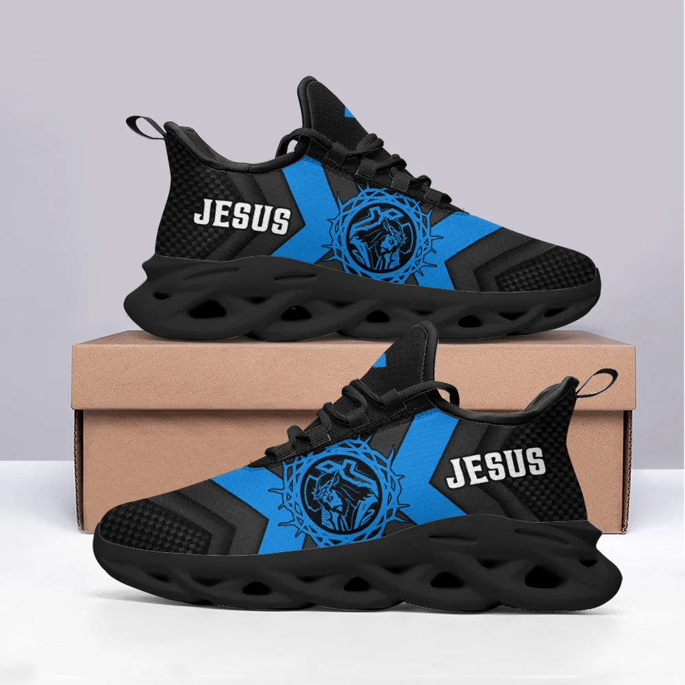 Jesus Running Sneakers Blue Max Soul Shoes - Christian Shoes For Men And Women