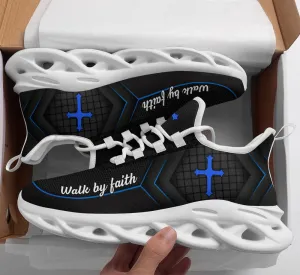 Jesus Walk By Faith Running Sneakers Black 2 Max Soul Shoes - Christian Shoes For Men And Women