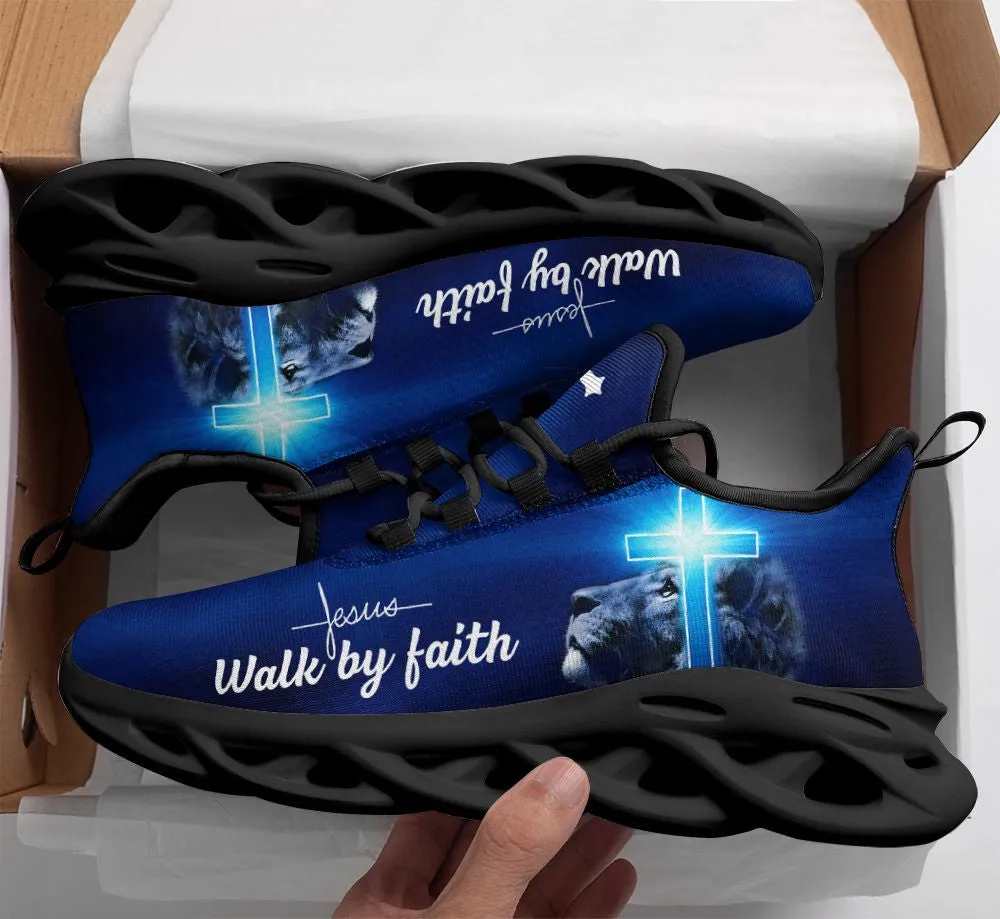 Jesus - Walk By Faith Running Sneakers Max Soul Shoes - Christian Shoes For Men And Women