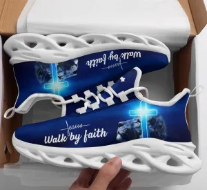 Jesus - Walk By Faith Running Sneakers Max Soul Shoes - Christian Shoes For Men And Women