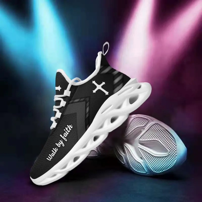 Jesus White Black Running Sneakers 2 Max Soul Shoes - Christian Shoes For Men And Women