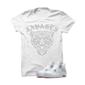 Jordan 4 Pure Money White T Shirt (Illcurrency Savages)