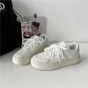 Joskaa Brand Leather Sneakers Women Platform White Woman Sports Sneakers Female Vulcanized Shoes Sneakers Casual Ladies Flats Lace Up