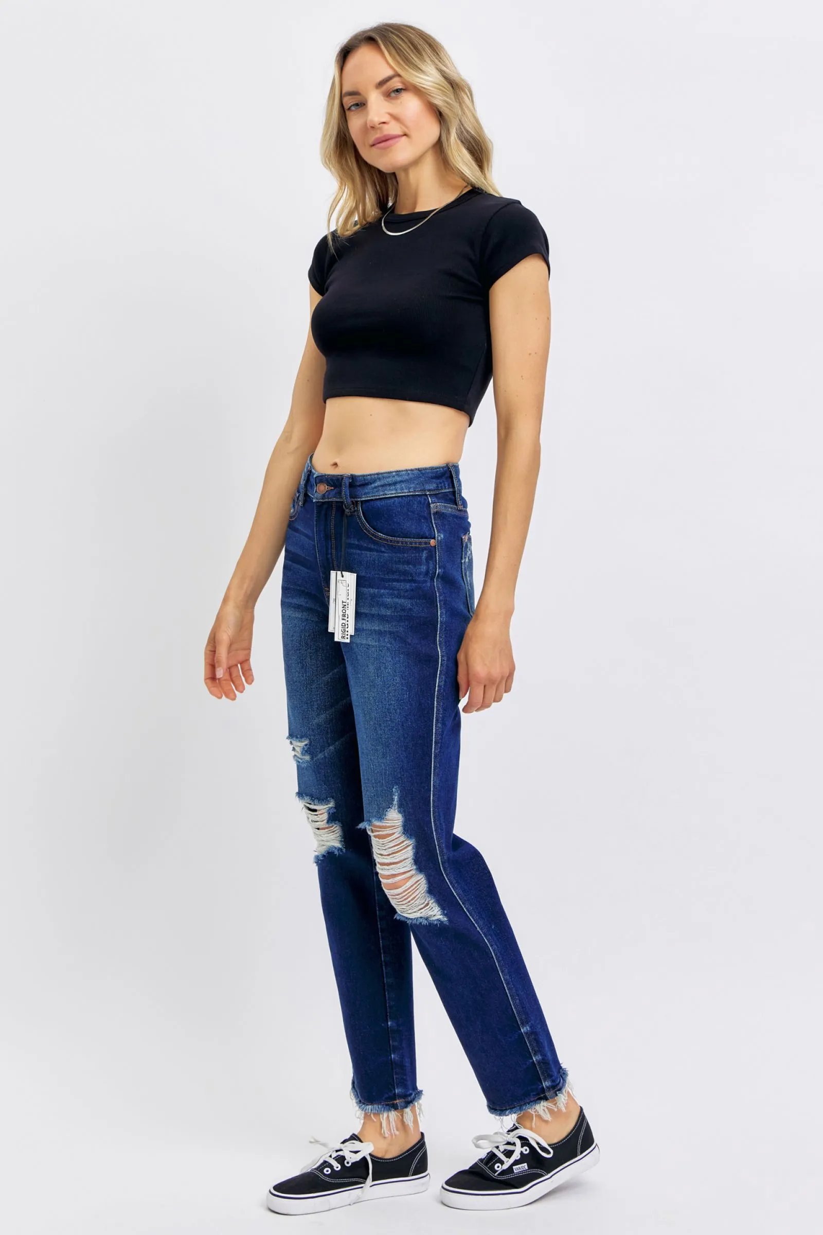 Judy Blue Full Size High Waist Rigid Magic Heavy Destroy Straight Jeans - 88819TD