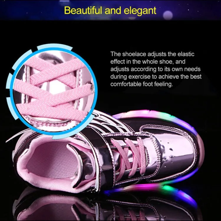 K02 LED Light Single Wheel Wing Roller Skating Shoes Sport Shoes, Size : 34 (Pink)