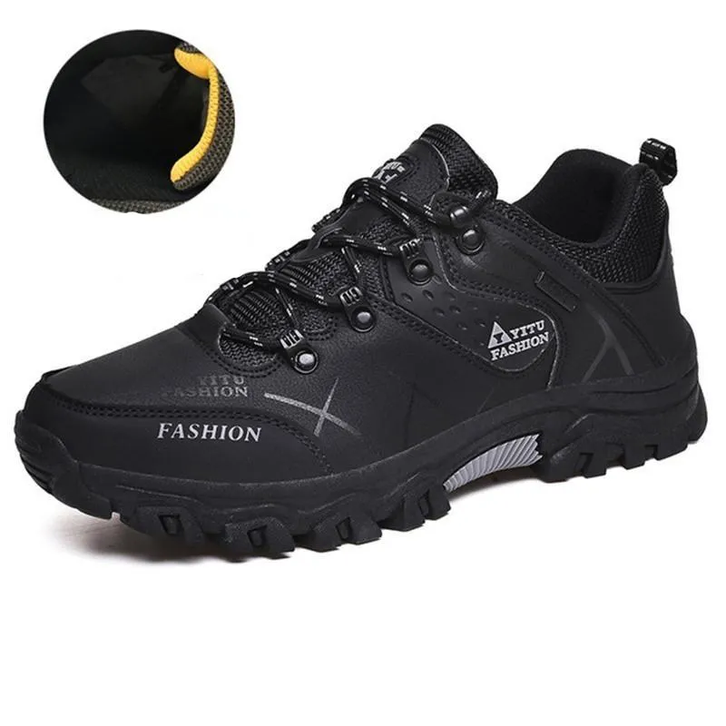 Kaegreel Men's Outdoor Non Slip Lace Up Plush Climbing Hiking Shoes