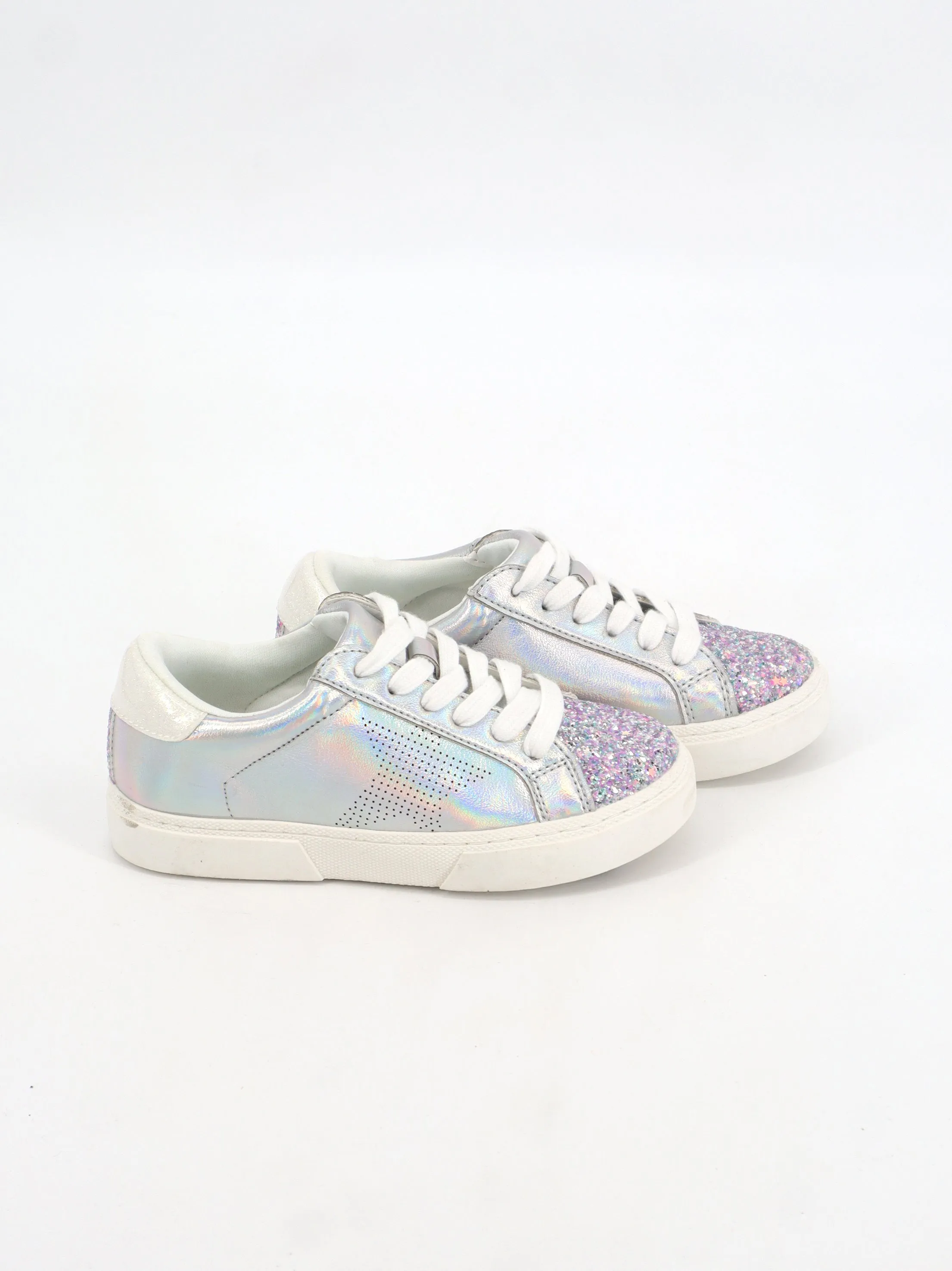 Kids Girl's Embellished Sneakers,Silver