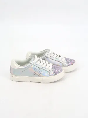 Kids Girl's Embellished Sneakers,Silver