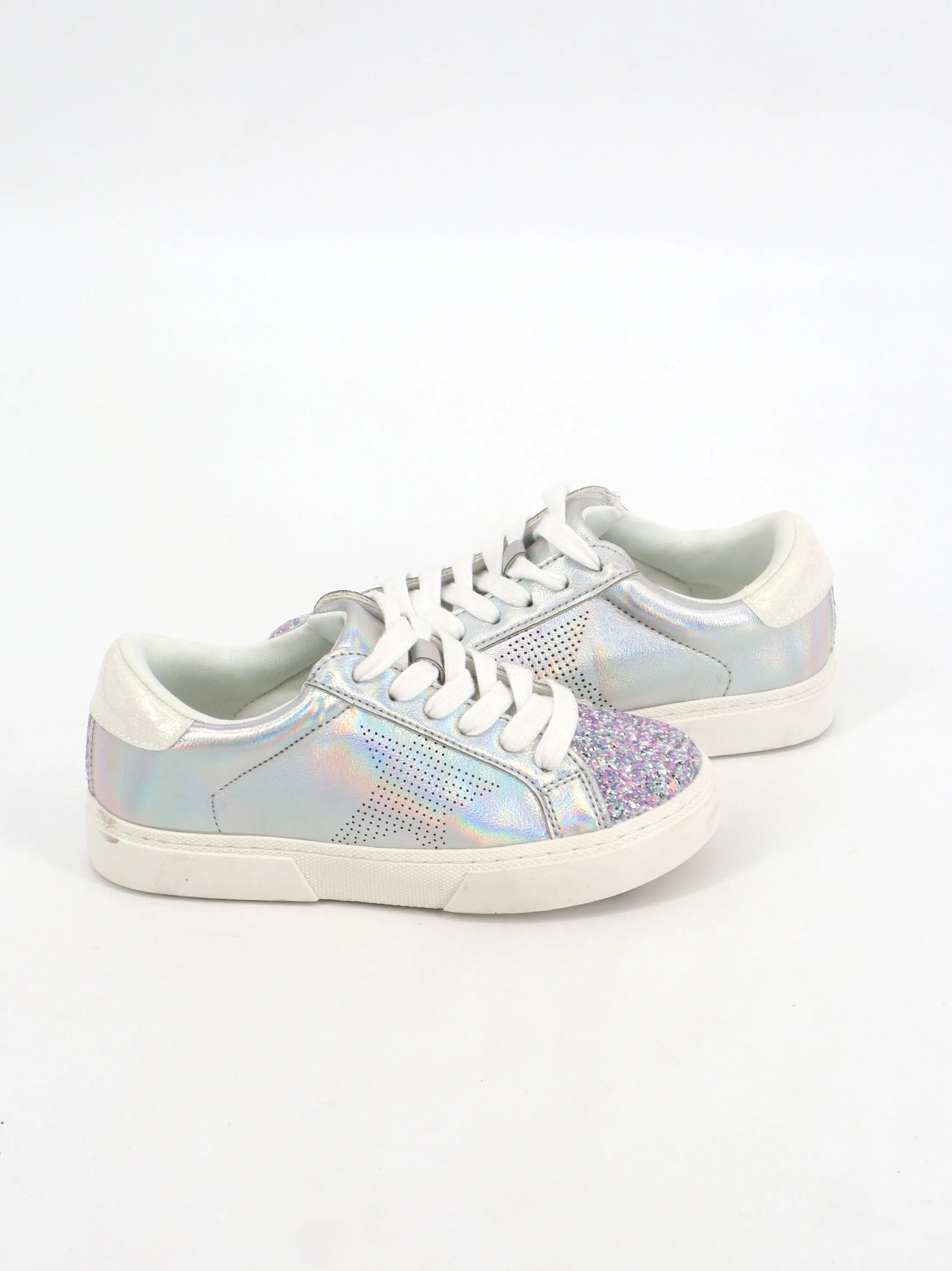 Kids Girl's Embellished Sneakers,Silver