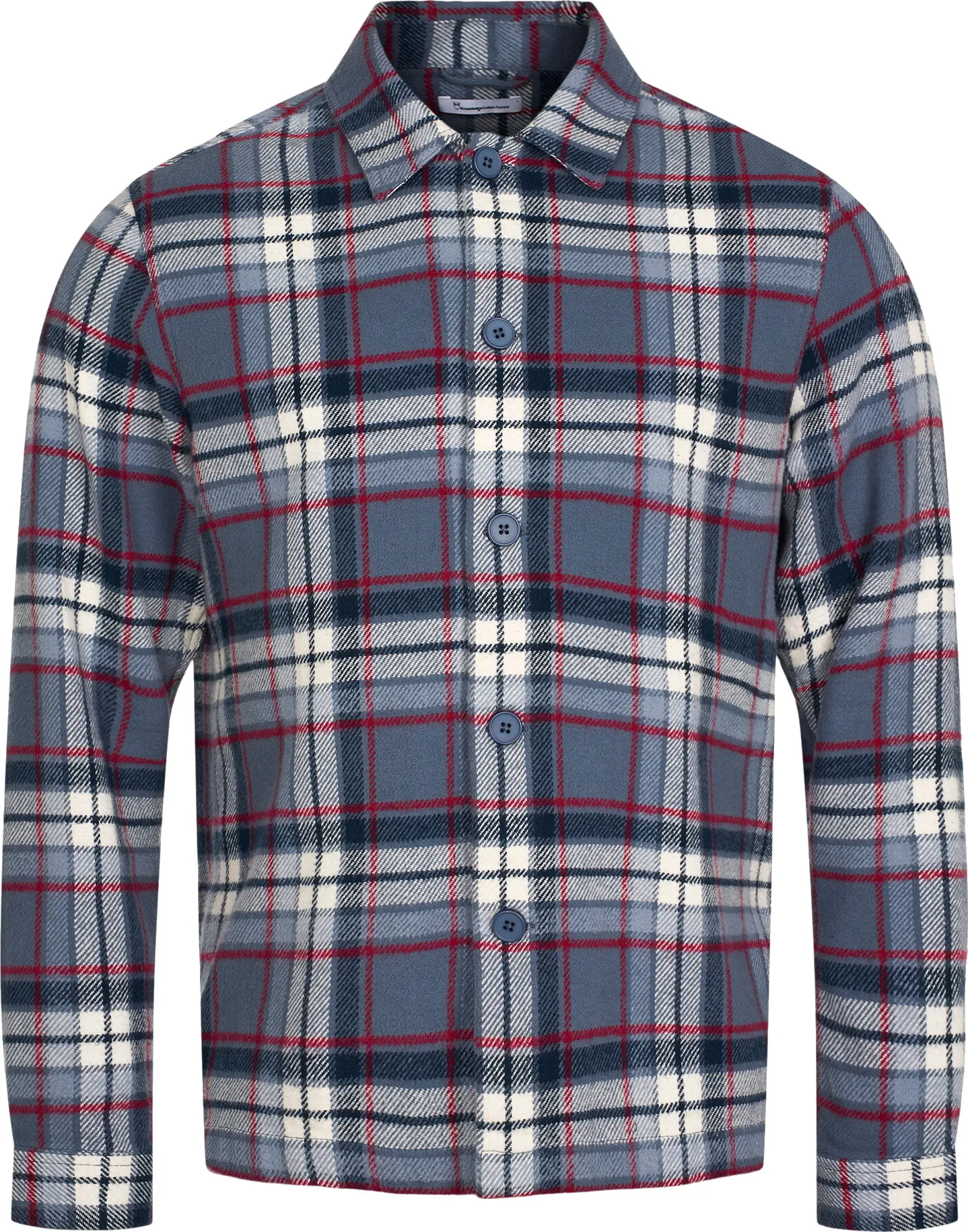 Knowledge Cotton Apparel Men&#x27;s Big Checked Heavy Flannel Overshirt Forrest Night | Buy Knowledge Cotton Apparel Men&#x27;s Big Checked Heavy Flannel Overshirt Forrest Night here | Outnorth