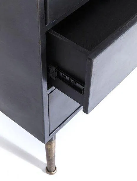 La Gomera Black Metal/Glass 2 Doors 3 Drawers Cabinet