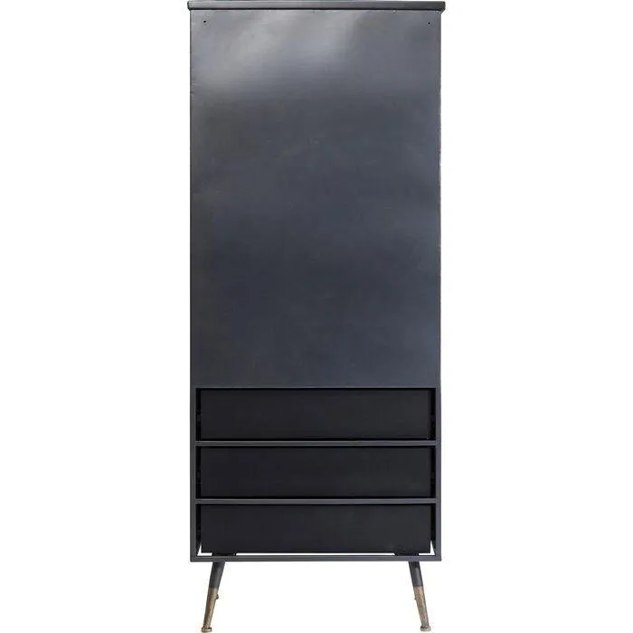 La Gomera Black Metal/Glass 2 Doors 3 Drawers Cabinet