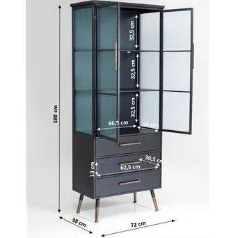 La Gomera Black Metal/Glass 2 Doors 3 Drawers Cabinet